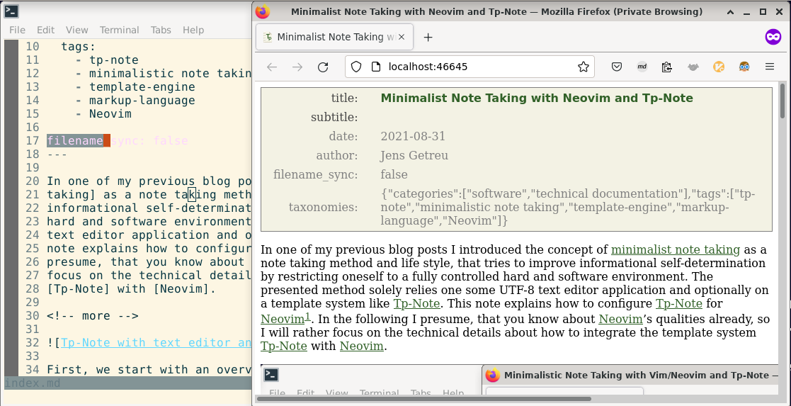 Tp-Note with text editor and Internet browser
